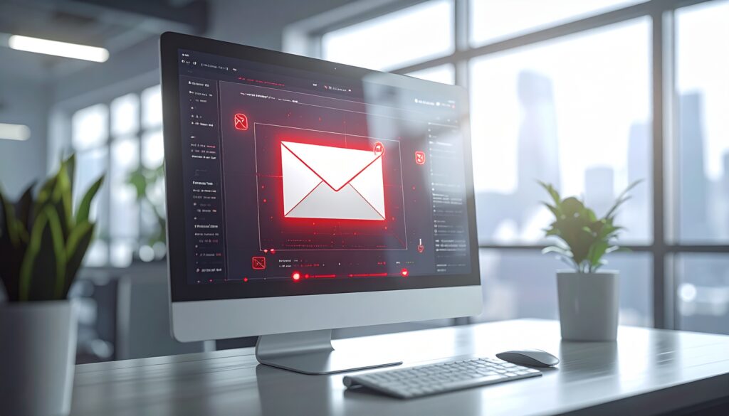 Phishing scams example: fake email inbox warning