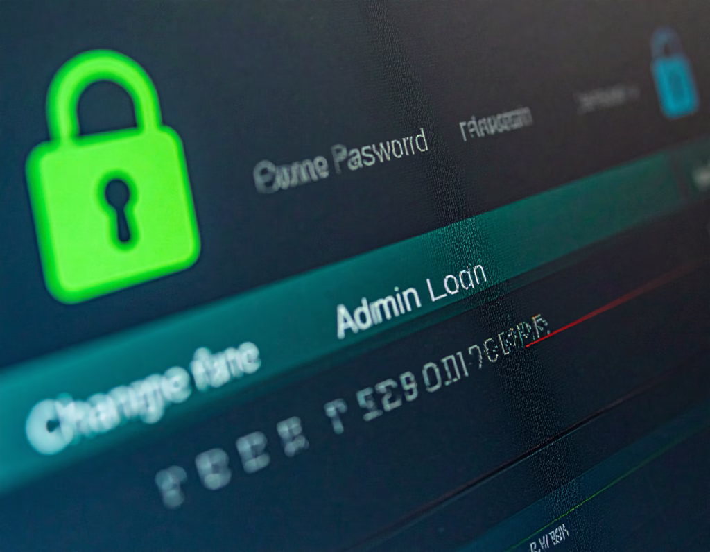 Illustration showing a router admin page where the user changes to a strong password to protect your home  network