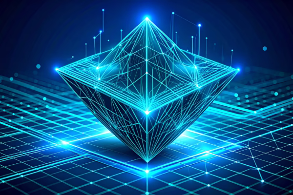 firewall security : Origami structure made from glowing circuit traces and microchip patterns, symbolizing engineered network protection