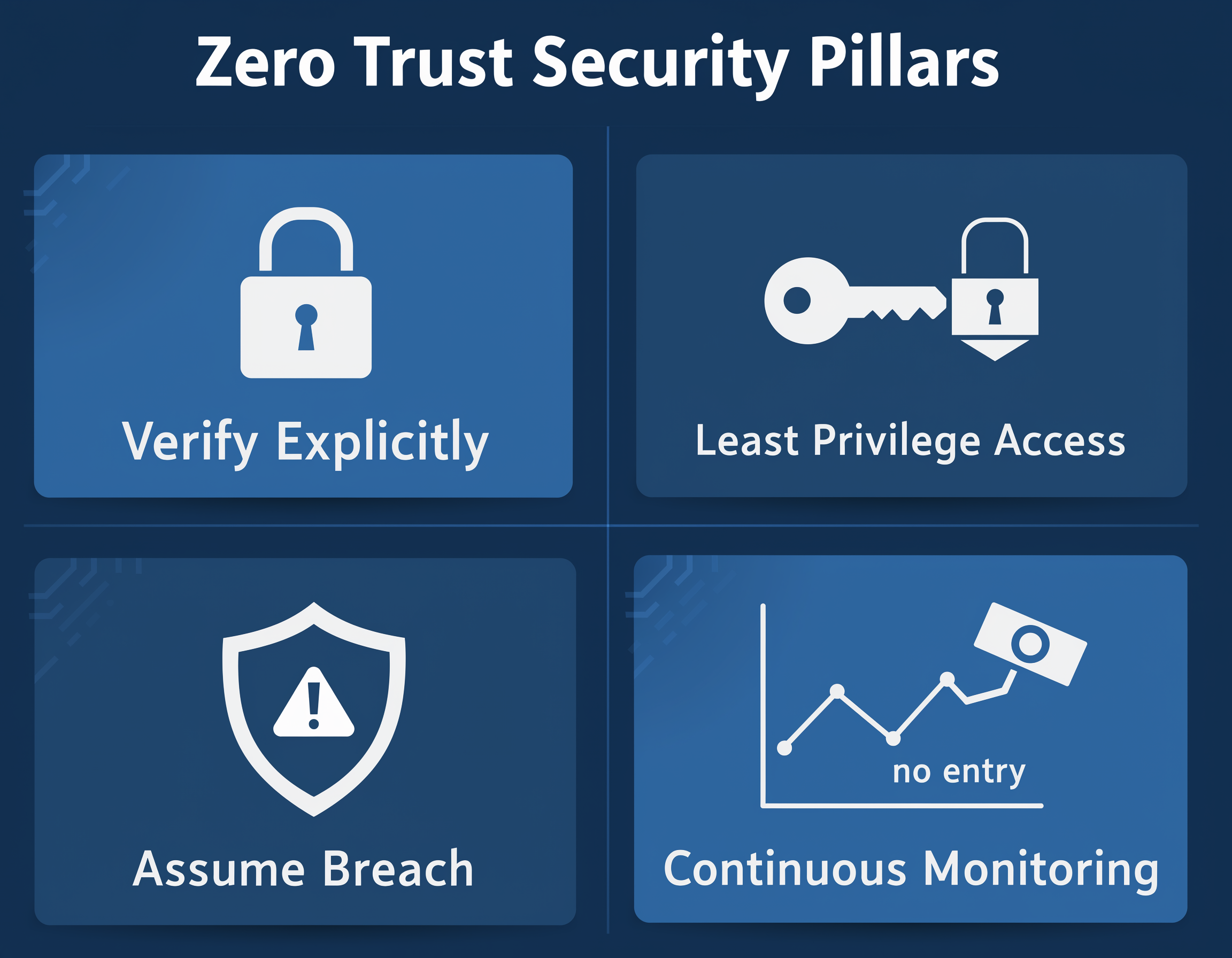 Four core principles of zero trust security architecture explained visually